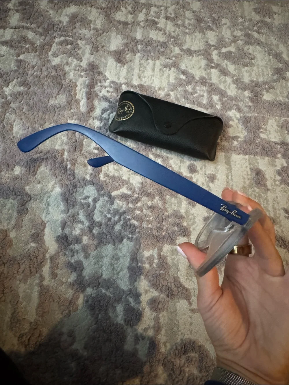Ray-Ban Silver Frame Sunglasses with Blue Gradient Lenses
